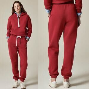 J. Crew Women's Heritage Fleece Classic Relaxed Jogger Pant CF420 Red Size L NWT